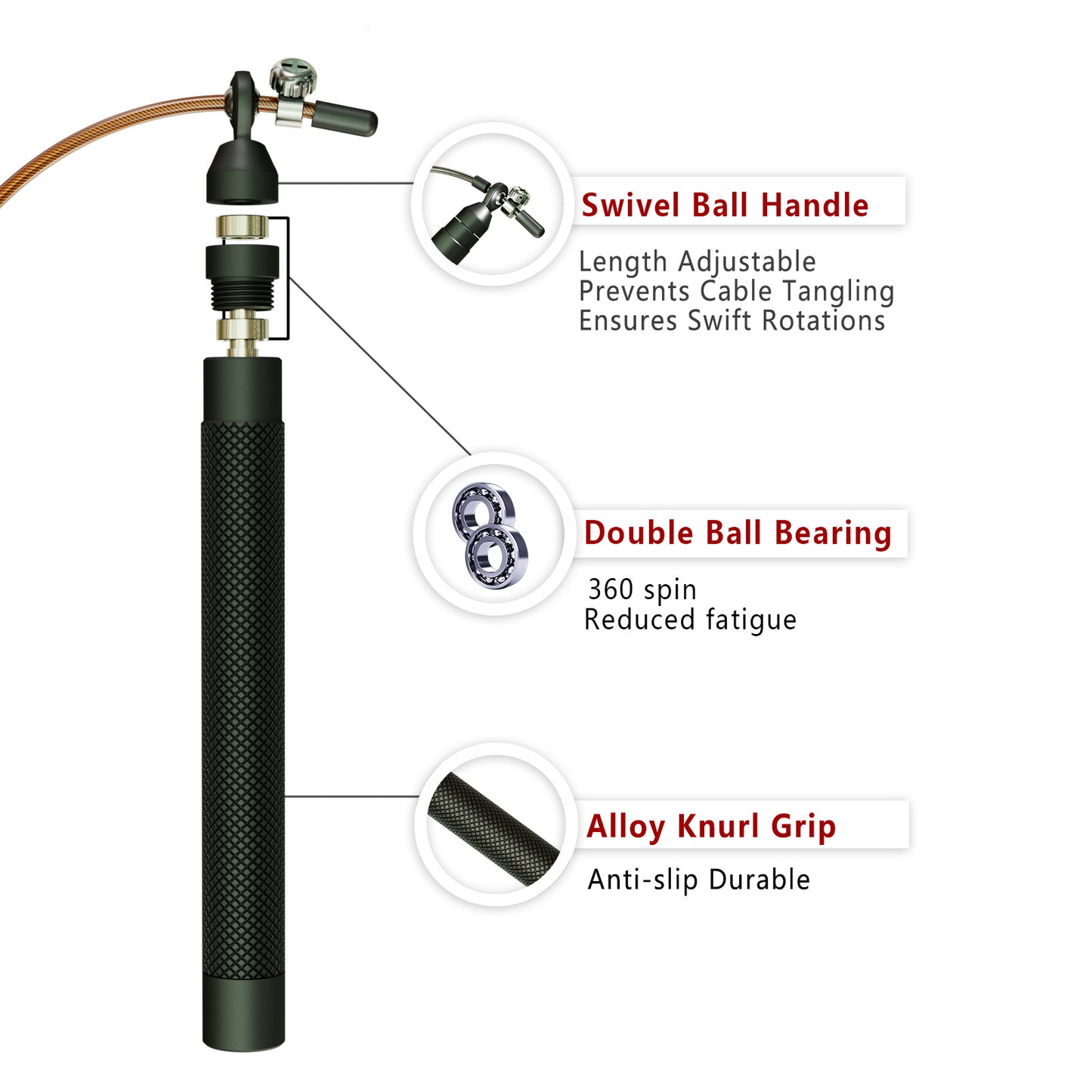 MOGOLD Professional Speed Jump Rope | Ball Bearing Adjustable for Athletes | With Portable Storage Bag