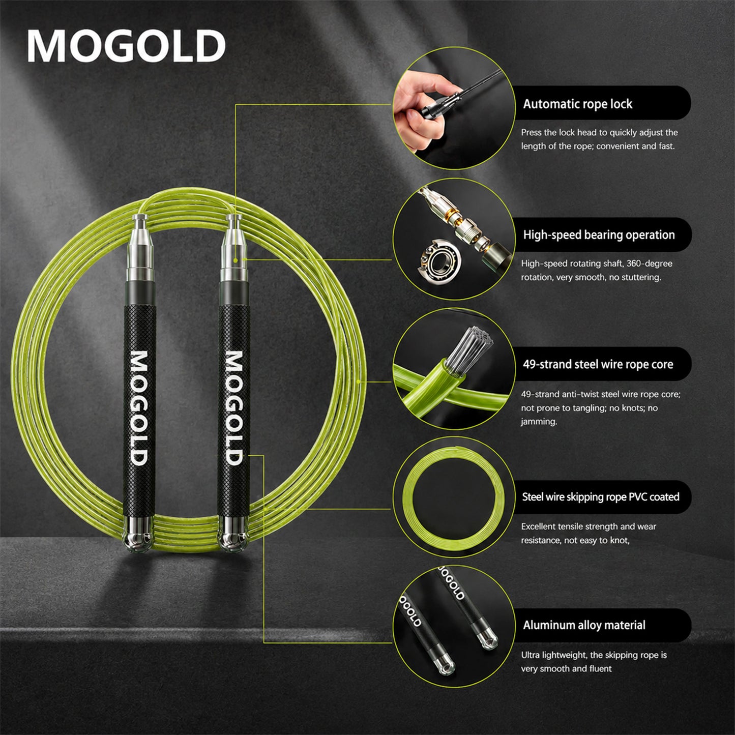 MOGOLD Self-Locking Speed Rope