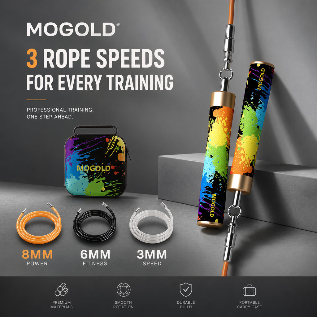 Mogold Ropes MOGOLD Graffiti Style Weighted Jump Rope Set with 3 Interchangeable He