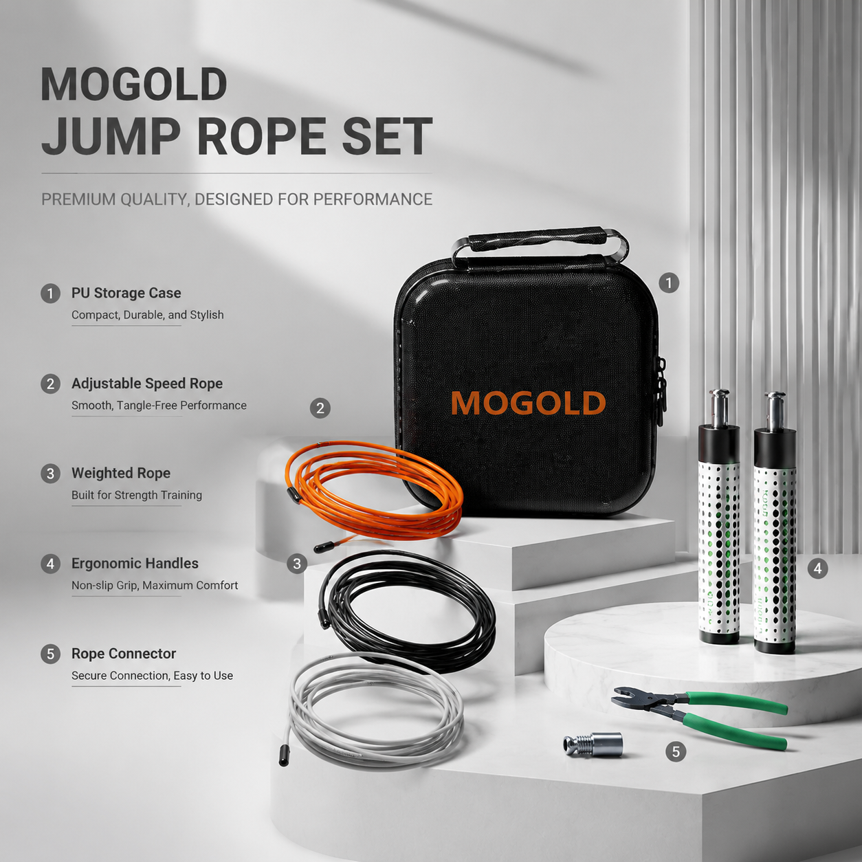 MOGOLD Green Dot Weighted Rope Set