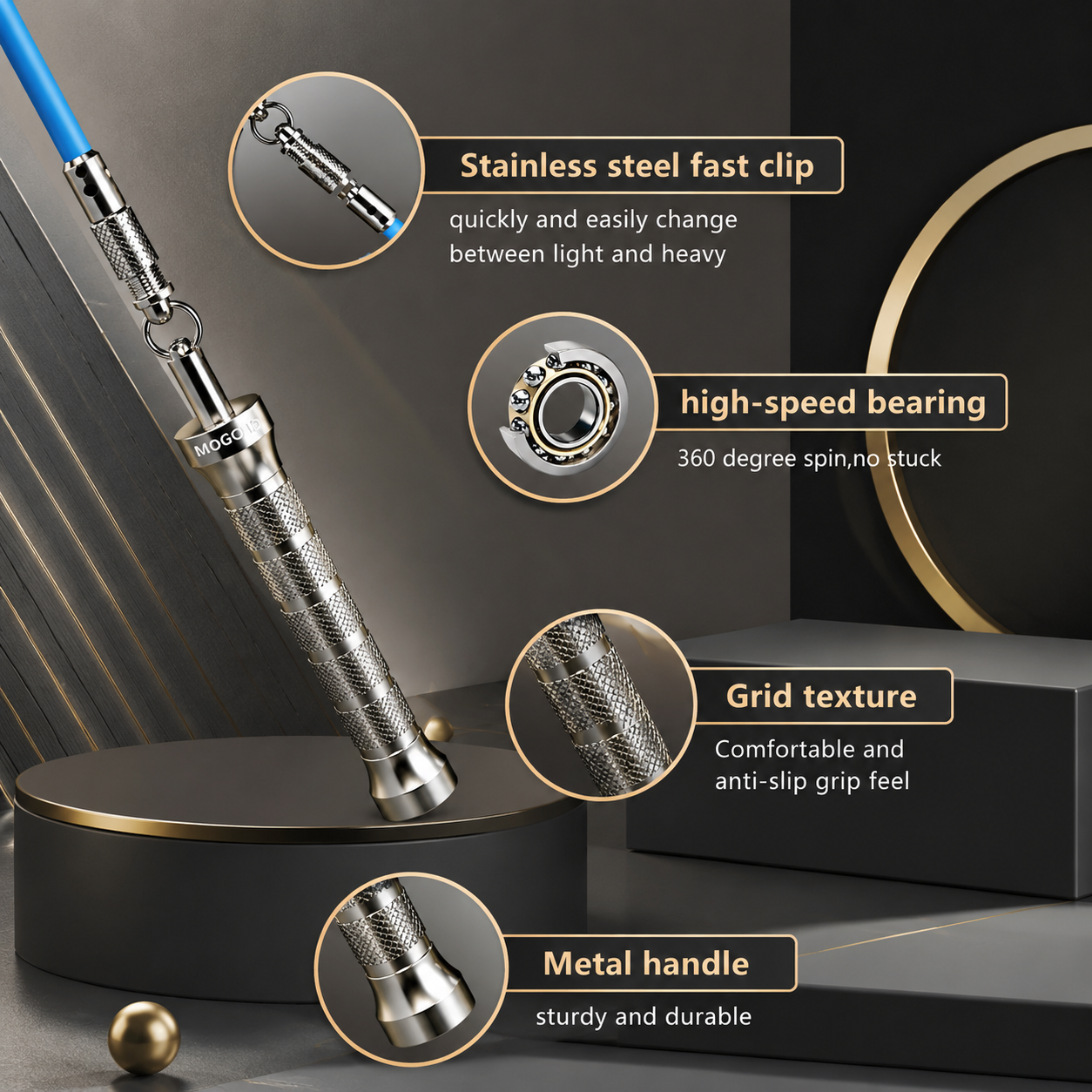MOGOLD Silver Speed Rope