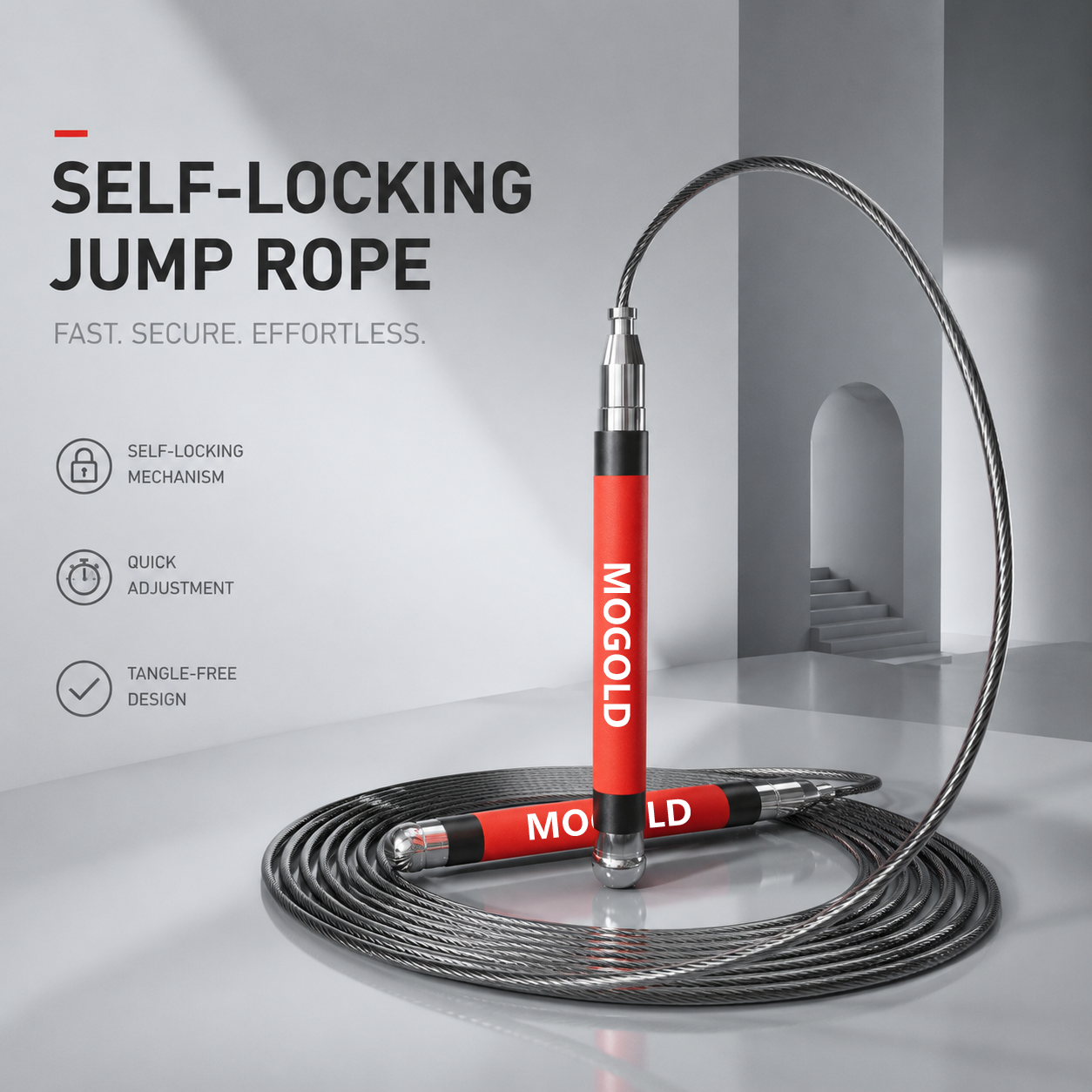 MOGOLD Professional Speed Jump Rope | Ball Bearing Adjustable for Athletes | PVC Coated Steel Wire