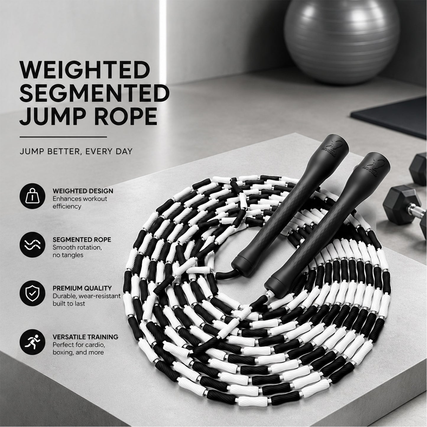 MOGOLD T100 Black White Beaded Rope
