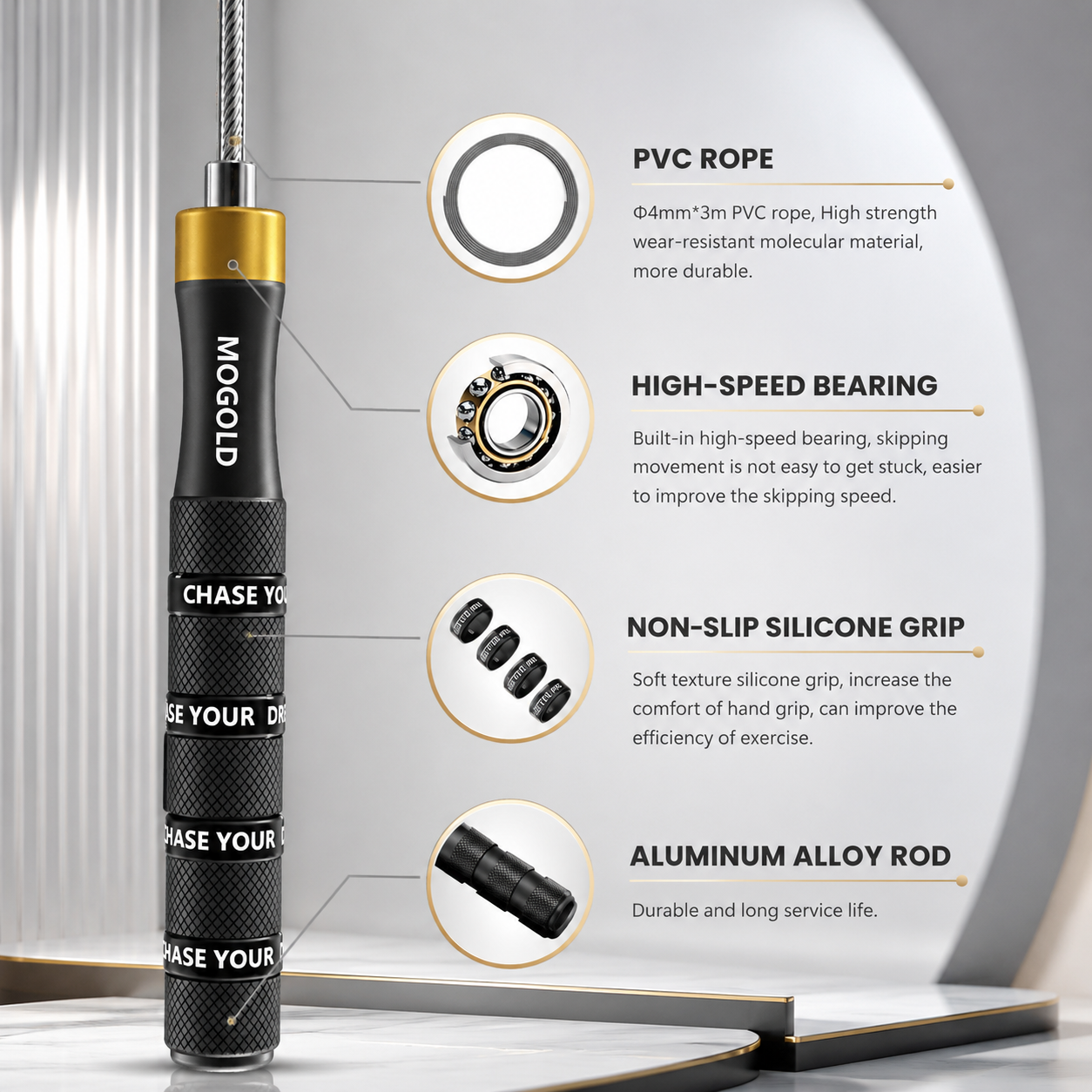 MOGOLD T21 Aluminum Speed Rope