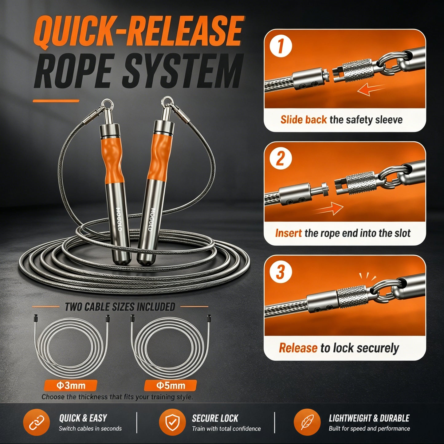 MOGOLD Orange Weighted Rope Set