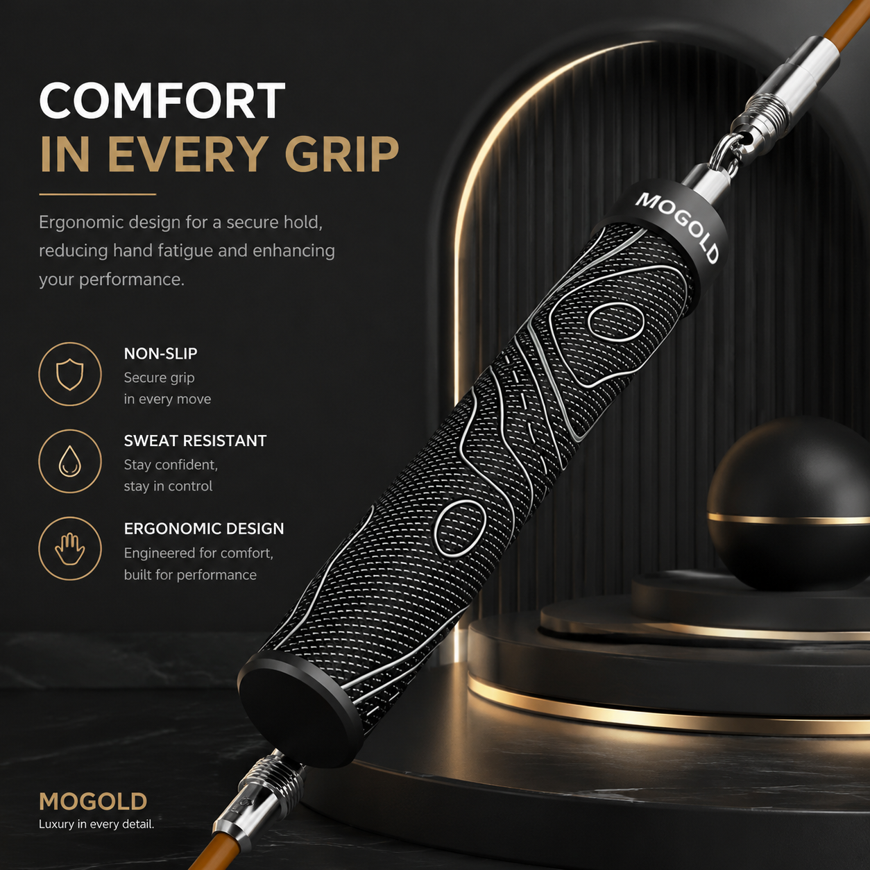 MOGOLD Black Weighted Rope Set