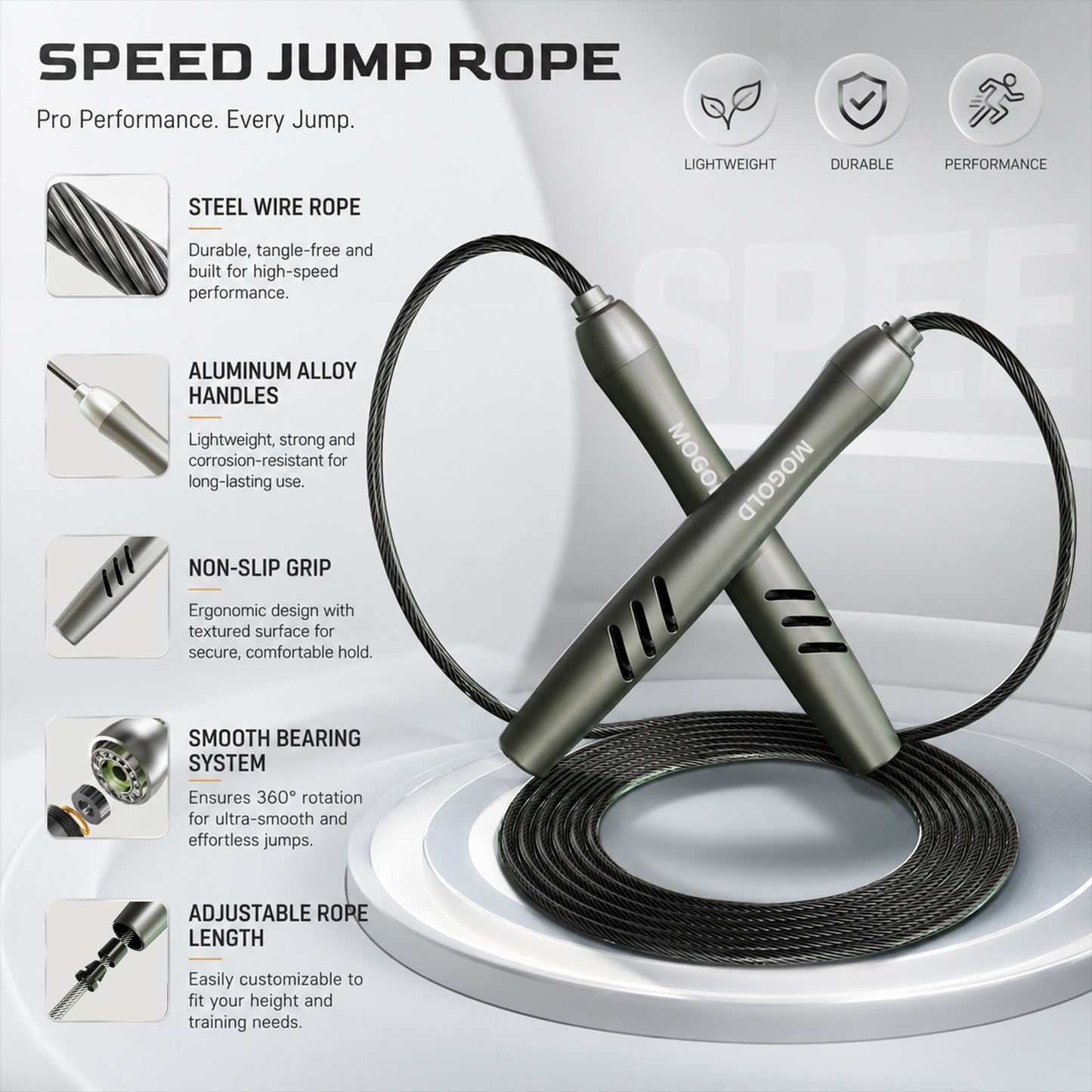 MOGOLD T79 Aluminum Speed Rope