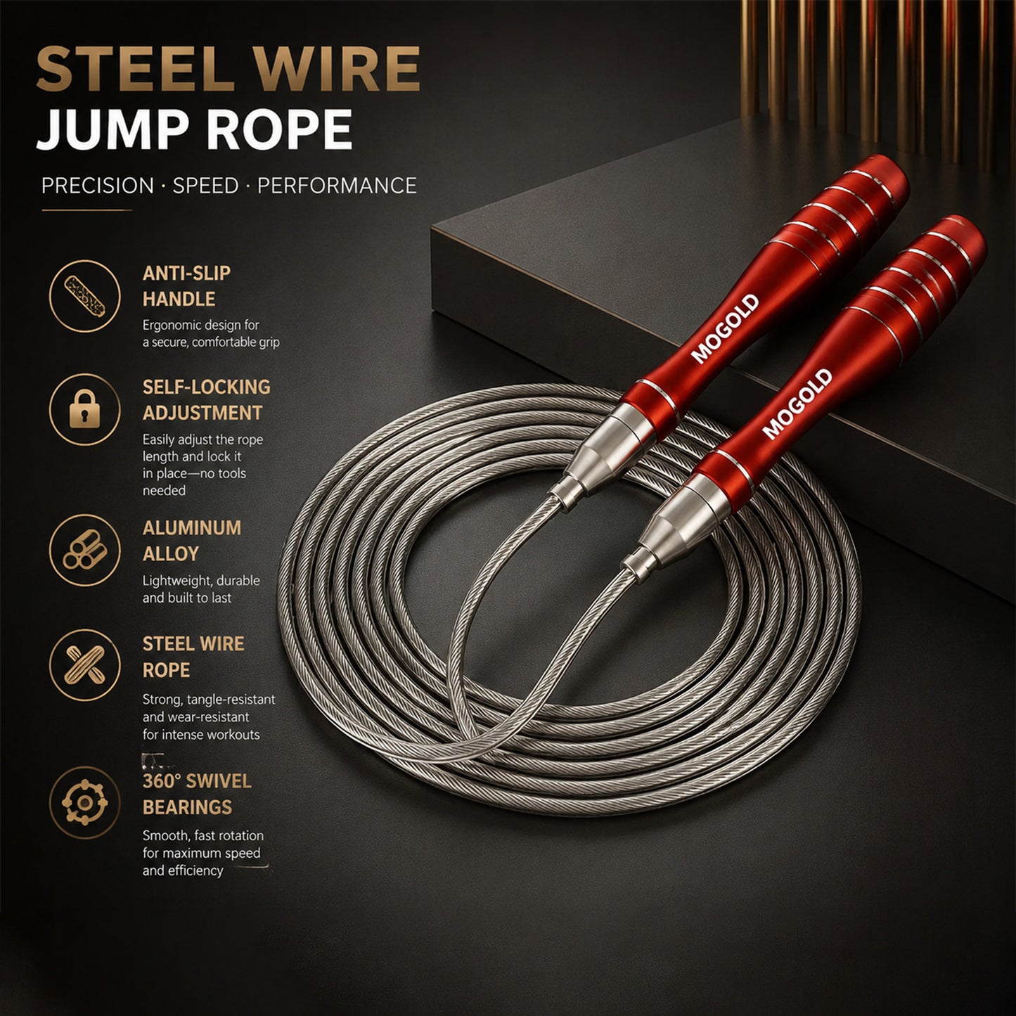 T40 Red Aluminum Speed Rope