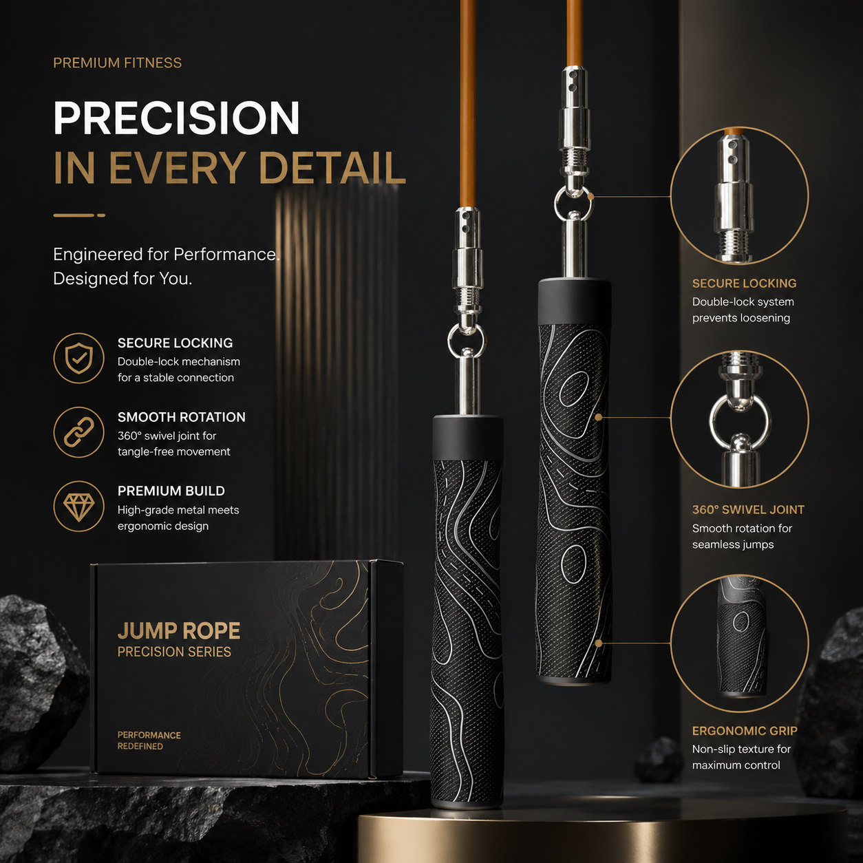 MOGOLD Black Weighted Rope Set