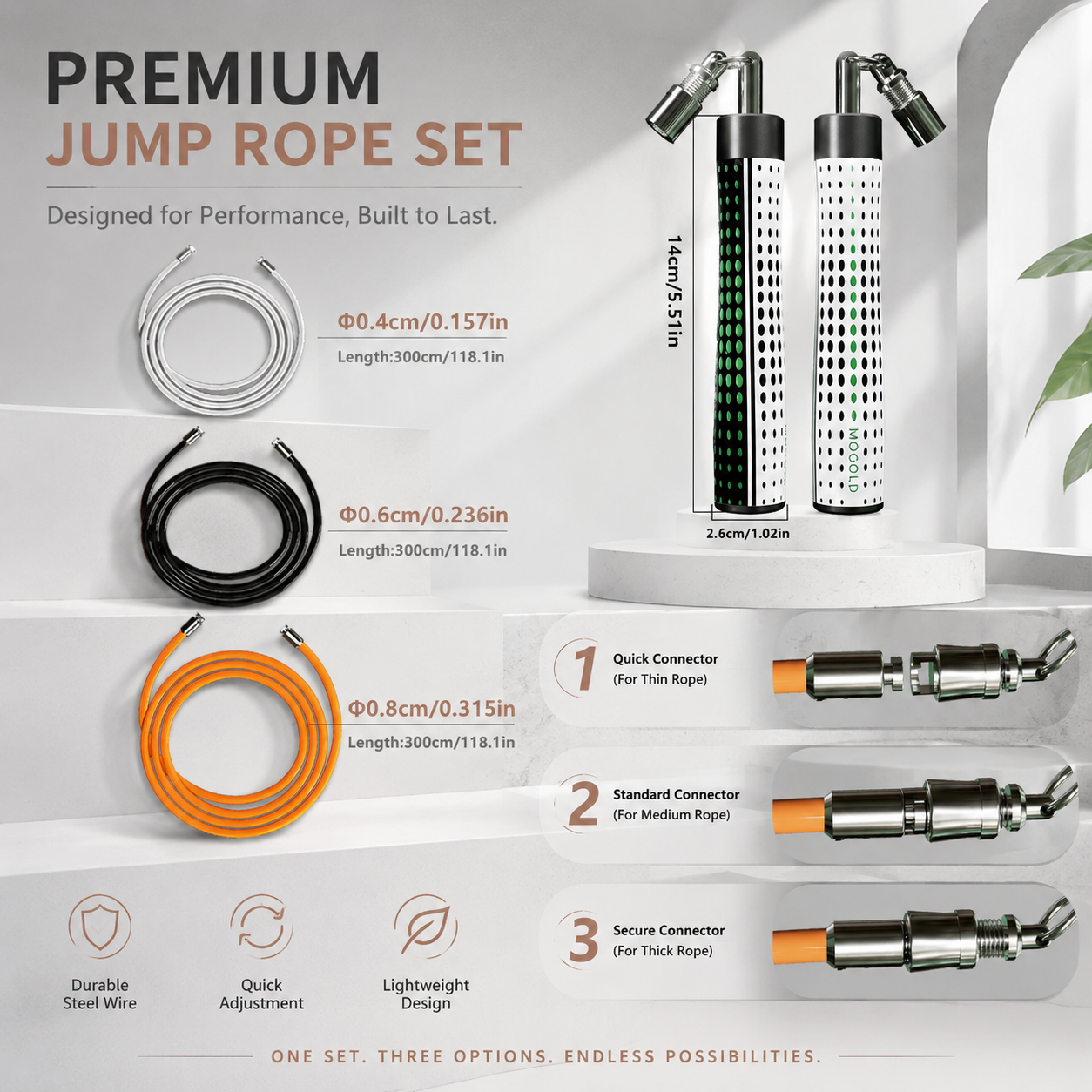MOGOLD Green Dot Weighted Rope Set