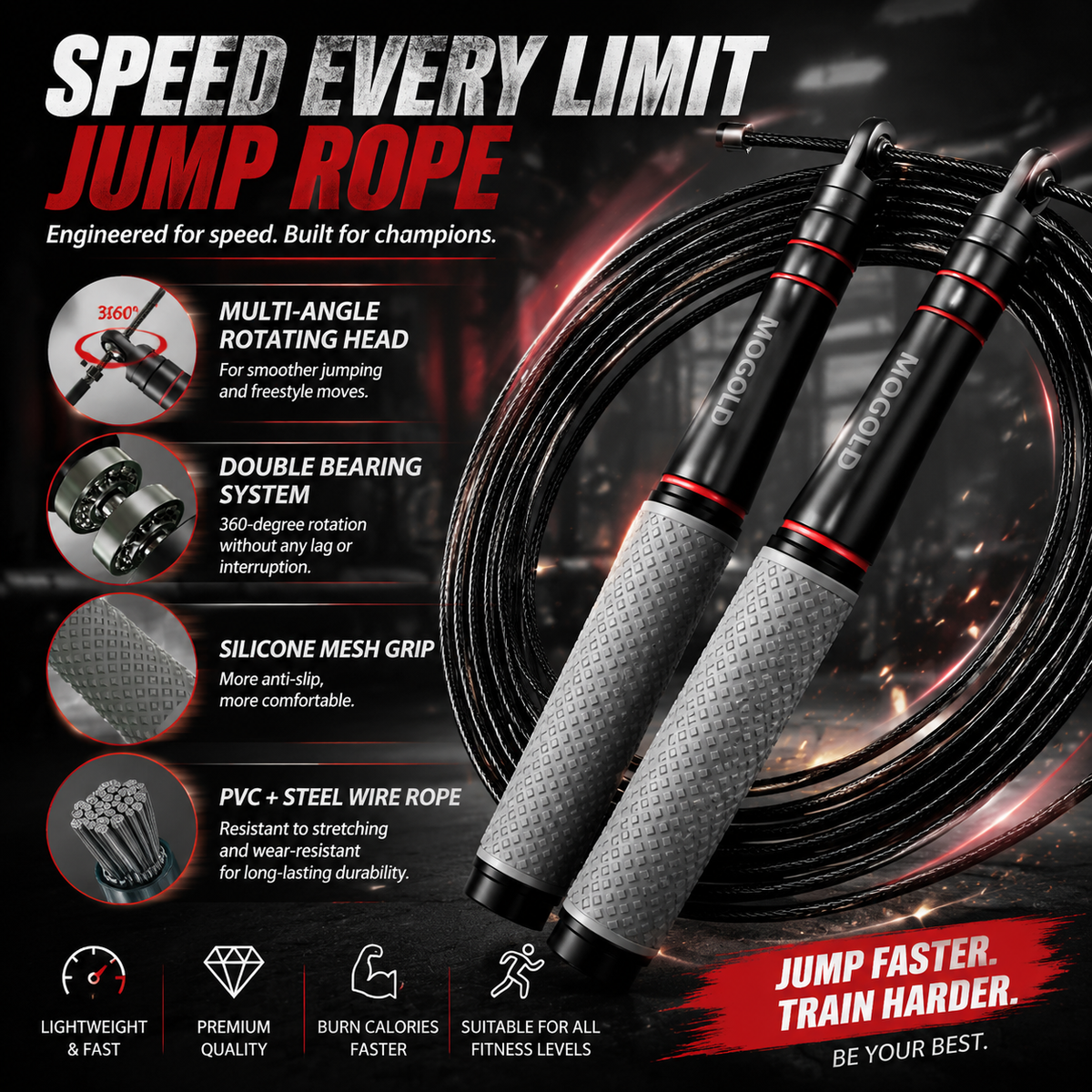 Mogold Ropes MOGOLD Pro Speed Jump Rope