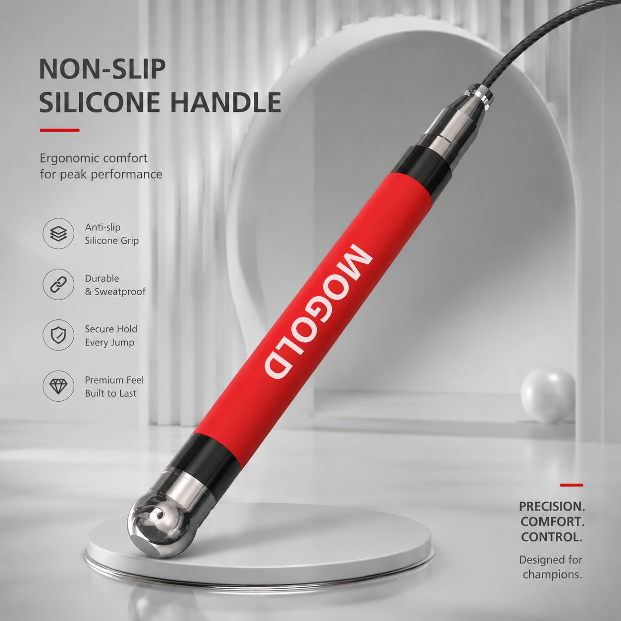 MOGOLD Professional Speed Jump Rope | Ball Bearing Adjustable for Athletes | PVC Coated Steel Wire