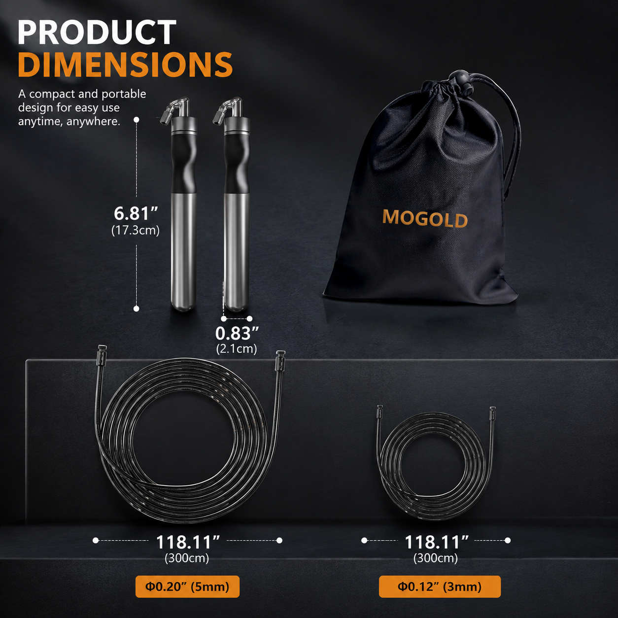 MOGOLD Orange Weighted Rope Set