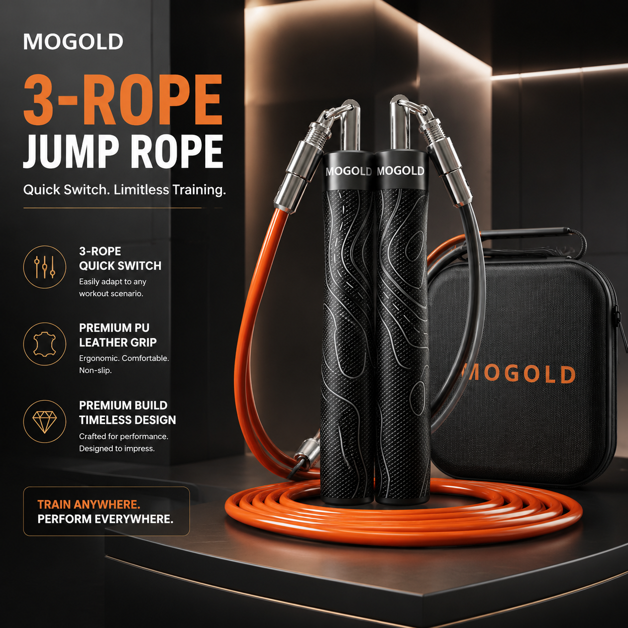 MOGOLD Black Weighted Rope Set