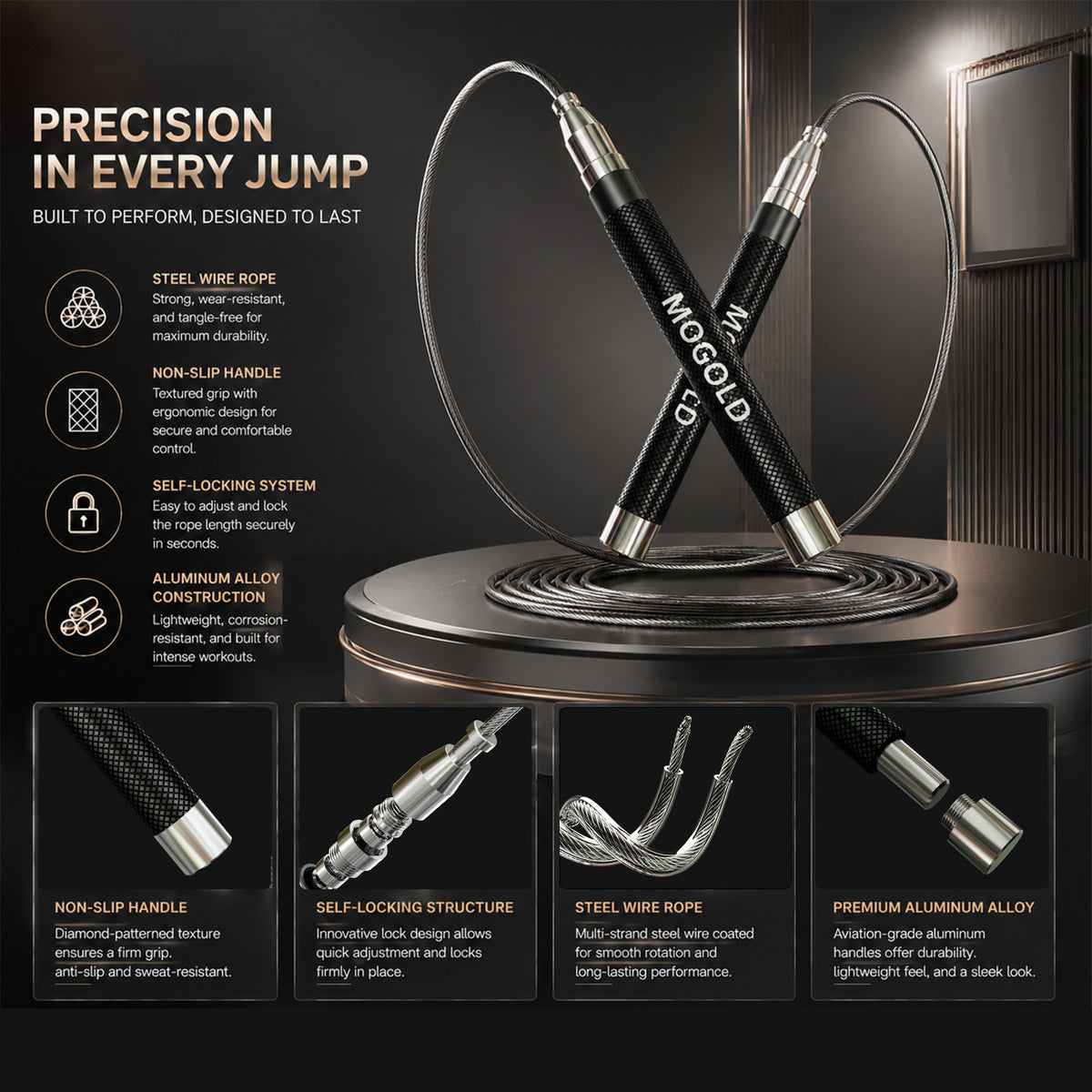 T03 Self-Locking Speed Jump Rope Adjustable