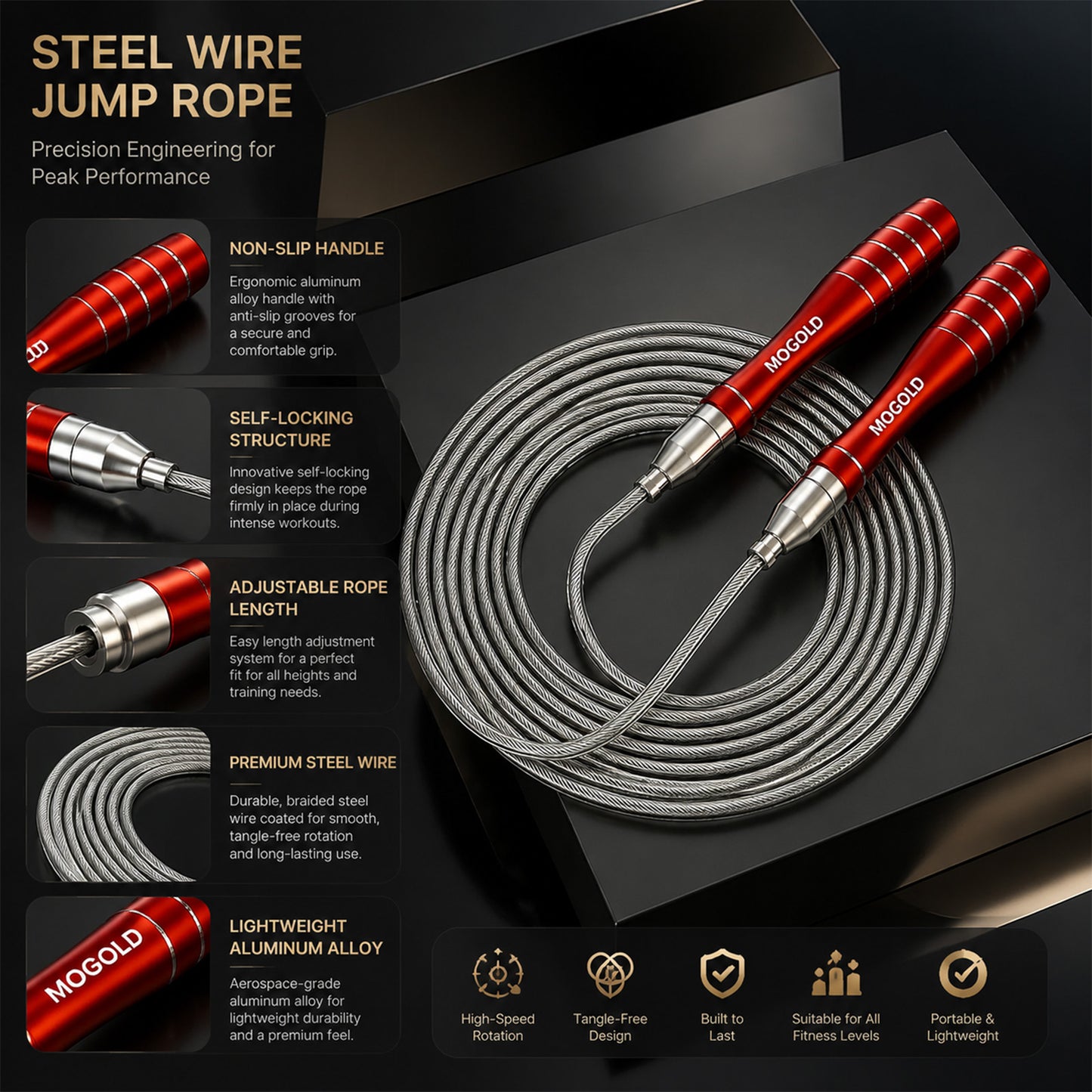 T40 Red Aluminum Speed Rope