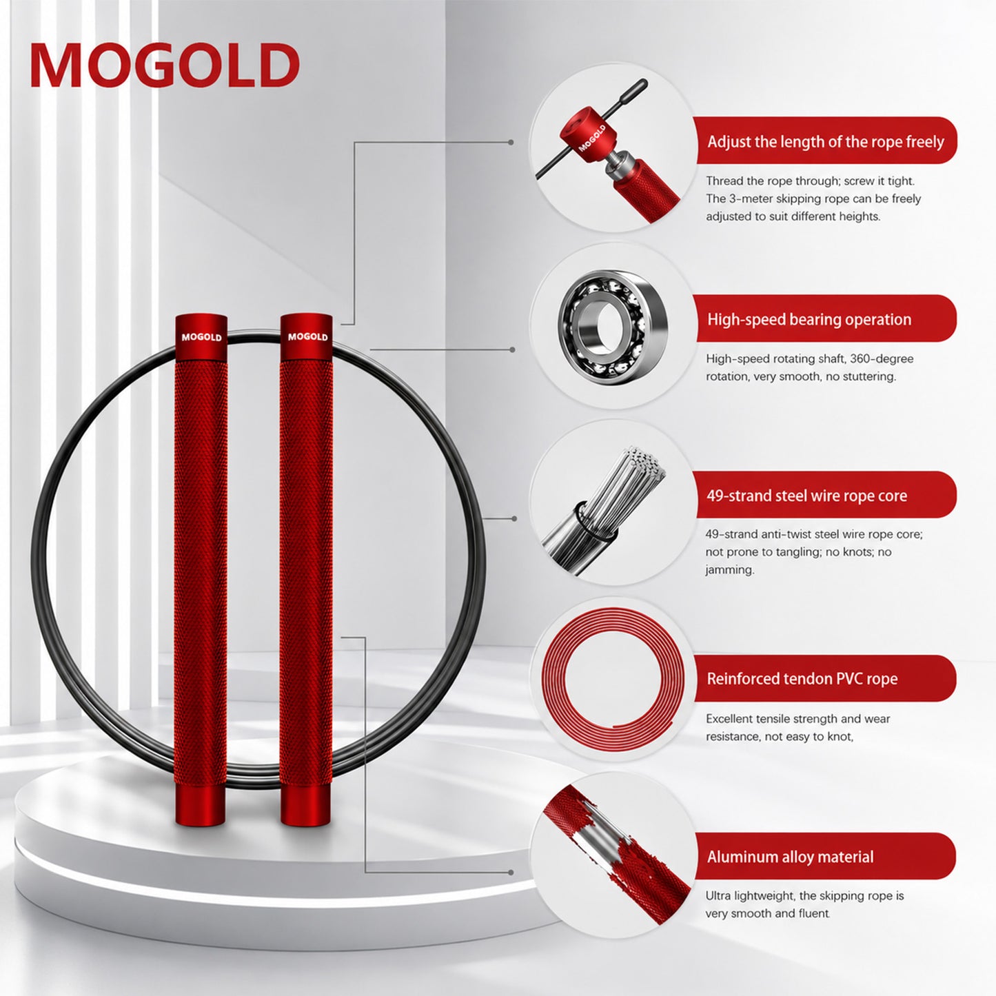 MOGOLD T53 Aluminum Speed Rope