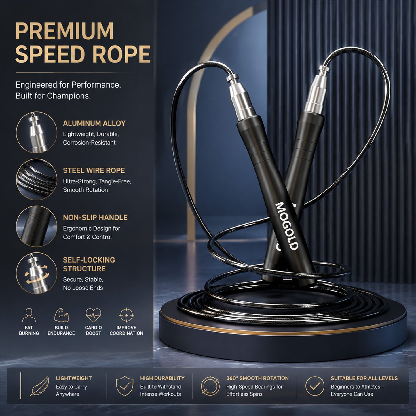 MOGOLD Aluminum Speed Jump Rope