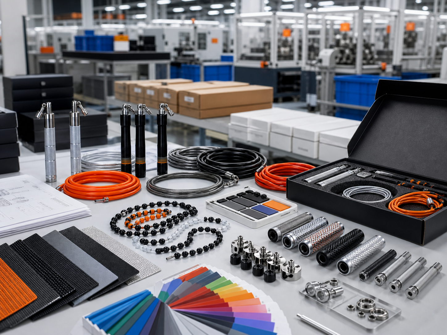 MOGOLD custom jump rope components, color samples, packaging and quality control