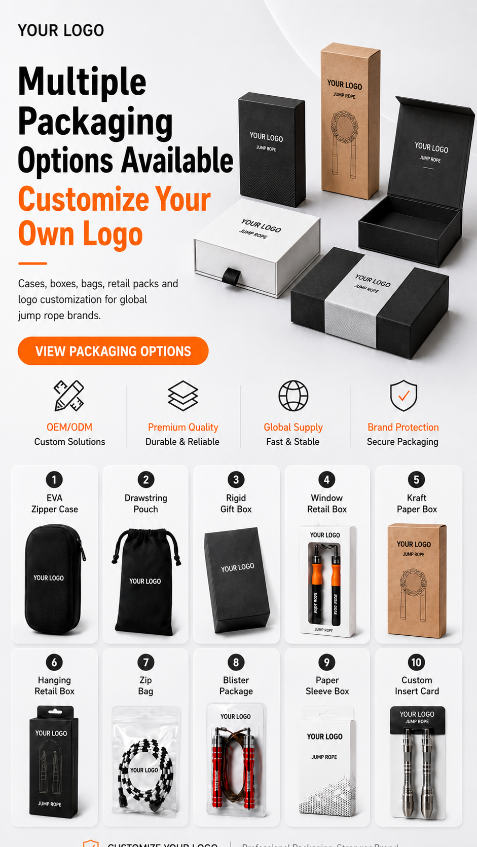 Multiple MOGOLD packaging options for custom jump rope orders on mobile